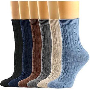 Womens Crew Socks 6 Pack Cotton Knit Casual Dress Warm Breathable